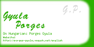 gyula porges business card